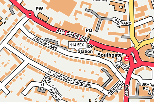 N14 5EX map - OS OpenMap – Local (Ordnance Survey)