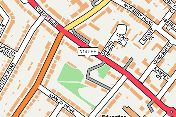 N14 5HE map - OS OpenMap – Local (Ordnance Survey)