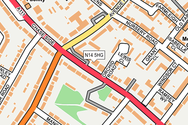 N14 5HG map - OS OpenMap – Local (Ordnance Survey)