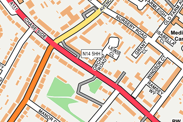 N14 5HH map - OS OpenMap – Local (Ordnance Survey)