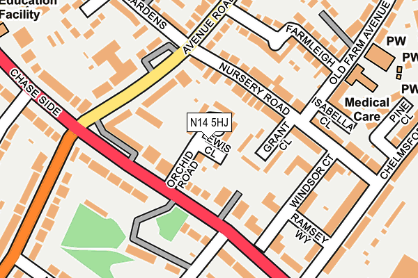 N14 5HJ map - OS OpenMap – Local (Ordnance Survey)