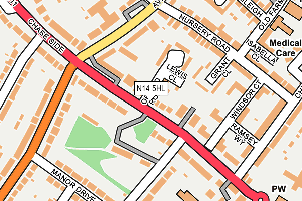 N14 5HL map - OS OpenMap – Local (Ordnance Survey)