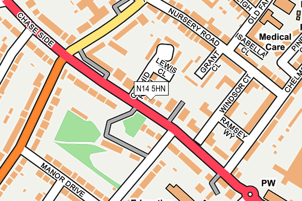 N14 5HN map - OS OpenMap – Local (Ordnance Survey)