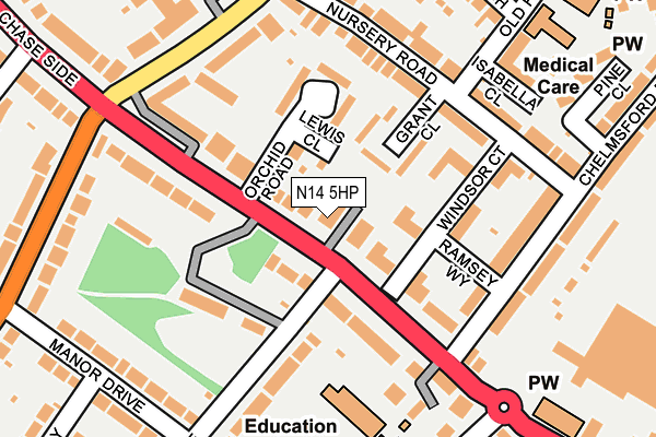 N14 5HP map - OS OpenMap – Local (Ordnance Survey)