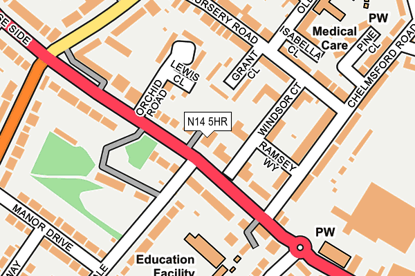 N14 5HR map - OS OpenMap – Local (Ordnance Survey)