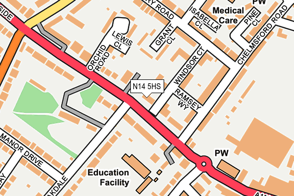N14 5HS map - OS OpenMap – Local (Ordnance Survey)