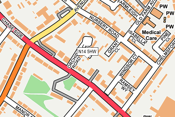 N14 5HW map - OS OpenMap – Local (Ordnance Survey)