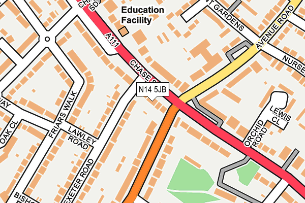 N14 5JB map - OS OpenMap – Local (Ordnance Survey)