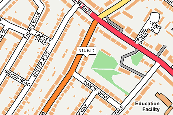 N14 5JD map - OS OpenMap – Local (Ordnance Survey)