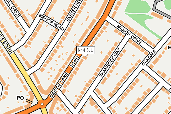 N14 5JL map - OS OpenMap – Local (Ordnance Survey)