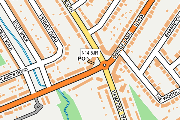 N14 5JR map - OS OpenMap – Local (Ordnance Survey)