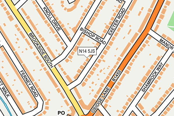 N14 5JS map - OS OpenMap – Local (Ordnance Survey)