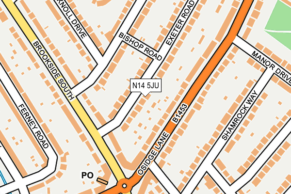 N14 5JU map - OS OpenMap – Local (Ordnance Survey)