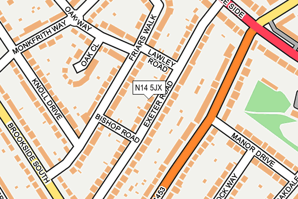 N14 5JX map - OS OpenMap – Local (Ordnance Survey)