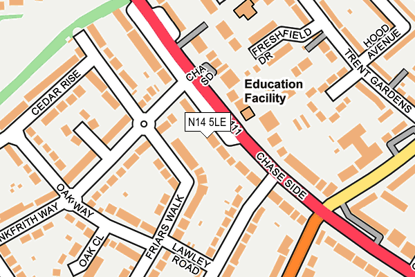 N14 5LE map - OS OpenMap – Local (Ordnance Survey)