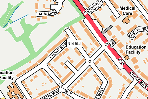 N14 5LJ map - OS OpenMap – Local (Ordnance Survey)