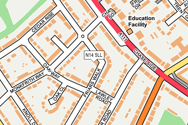 N14 5LL map - OS OpenMap – Local (Ordnance Survey)