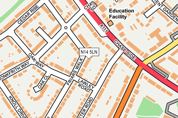 N14 5LN map - OS OpenMap – Local (Ordnance Survey)