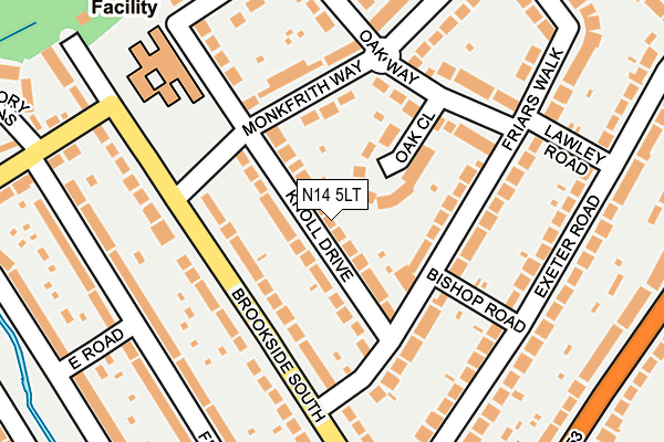N14 5LT map - OS OpenMap – Local (Ordnance Survey)