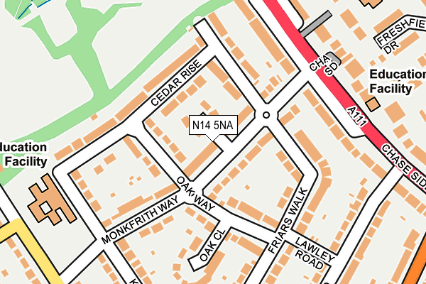 N14 5NA map - OS OpenMap – Local (Ordnance Survey)