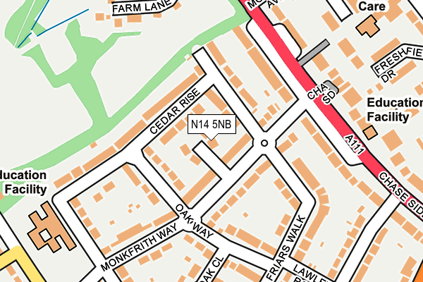 N14 5NB map - OS OpenMap – Local (Ordnance Survey)