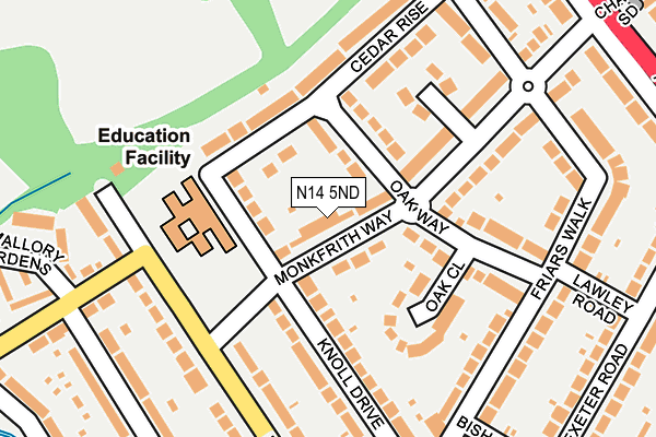N14 5ND map - OS OpenMap – Local (Ordnance Survey)