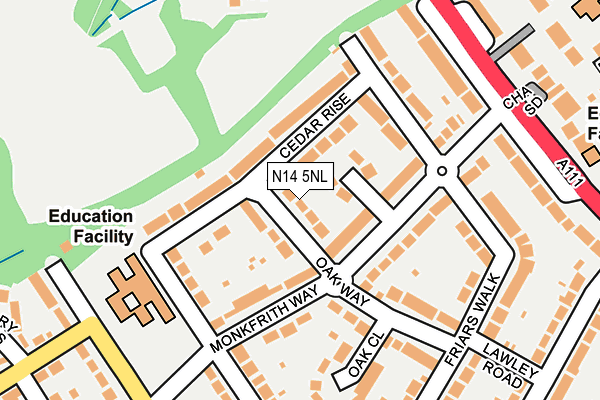 N14 5NL map - OS OpenMap – Local (Ordnance Survey)