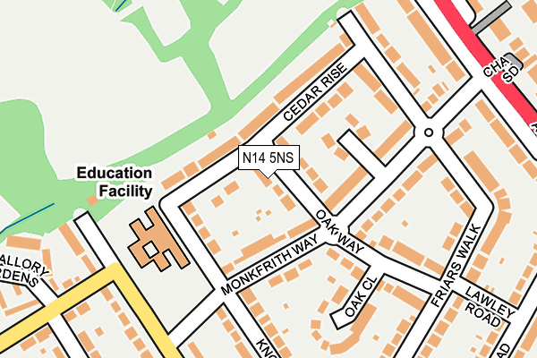 N14 5NS map - OS OpenMap – Local (Ordnance Survey)