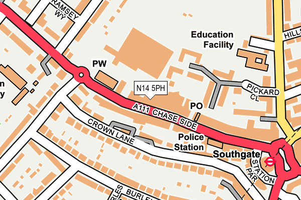 N14 5PH map - OS OpenMap – Local (Ordnance Survey)