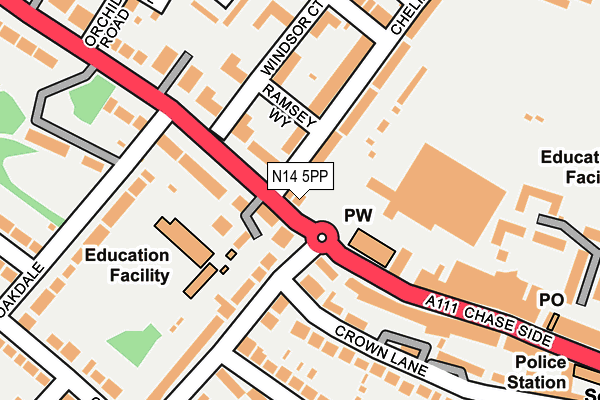 N14 5PP map - OS OpenMap – Local (Ordnance Survey)