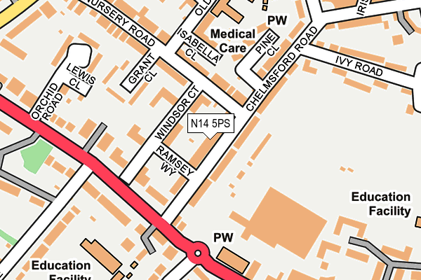 N14 5PS map - OS OpenMap – Local (Ordnance Survey)