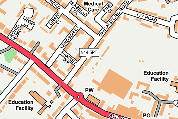 N14 5PT map - OS OpenMap – Local (Ordnance Survey)