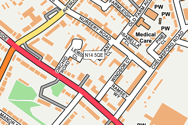 N14 5QE map - OS OpenMap – Local (Ordnance Survey)