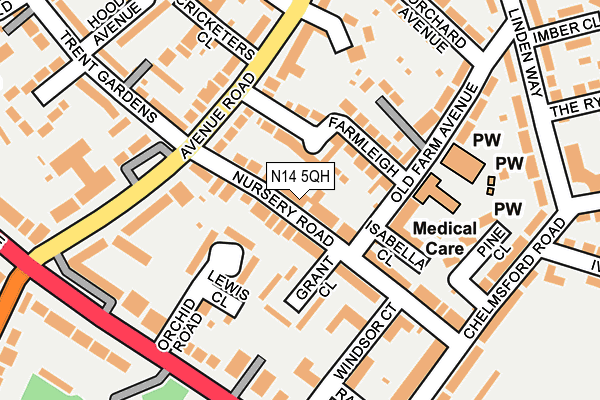 N14 5QH map - OS OpenMap – Local (Ordnance Survey)