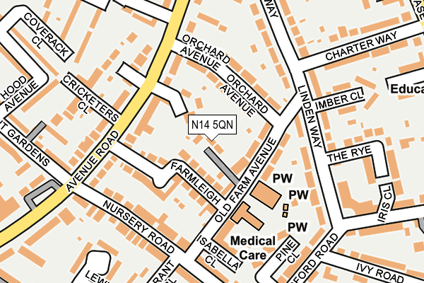 N14 5QN map - OS OpenMap – Local (Ordnance Survey)