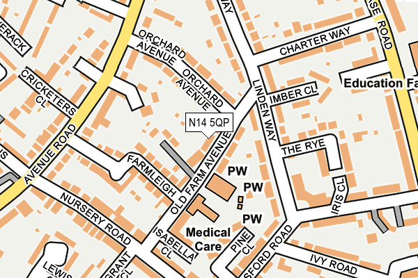 N14 5QP map - OS OpenMap – Local (Ordnance Survey)