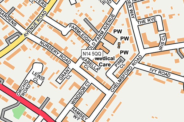 N14 5QQ map - OS OpenMap – Local (Ordnance Survey)