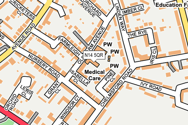 N14 5QR map - OS OpenMap – Local (Ordnance Survey)