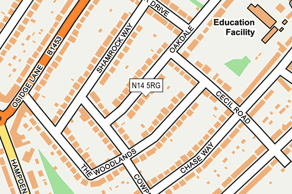 N14 5RG map - OS OpenMap – Local (Ordnance Survey)