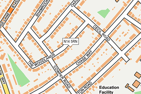 N14 5RN map - OS OpenMap – Local (Ordnance Survey)
