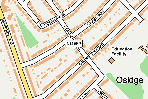 N14 5RP map - OS OpenMap – Local (Ordnance Survey)