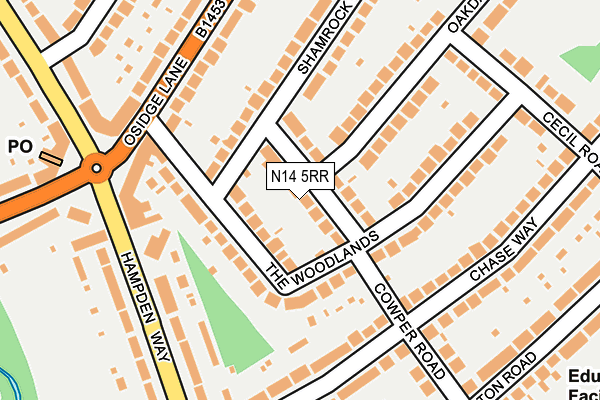 N14 5RR map - OS OpenMap – Local (Ordnance Survey)