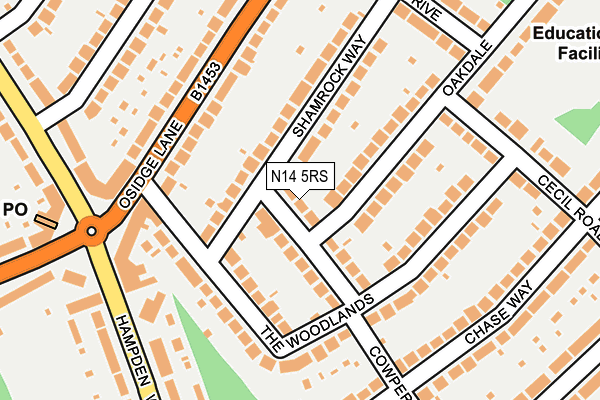 N14 5RS map - OS OpenMap – Local (Ordnance Survey)