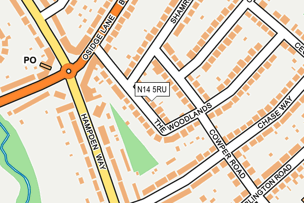 N14 5RU map - OS OpenMap – Local (Ordnance Survey)