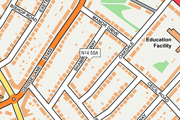 N14 5SA map - OS OpenMap – Local (Ordnance Survey)