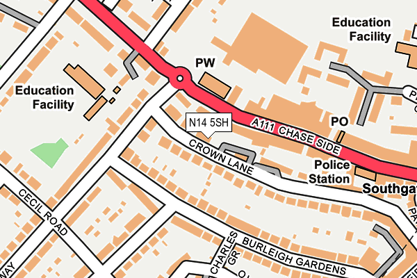 N14 5SH map - OS OpenMap – Local (Ordnance Survey)