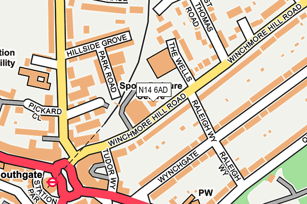 N14 6AD map - OS OpenMap – Local (Ordnance Survey)