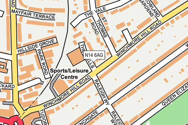 N14 6AG map - OS OpenMap – Local (Ordnance Survey)