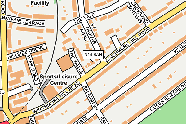 N14 6AH map - OS OpenMap – Local (Ordnance Survey)