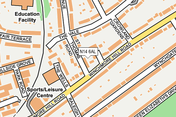 N14 6AL map - OS OpenMap – Local (Ordnance Survey)